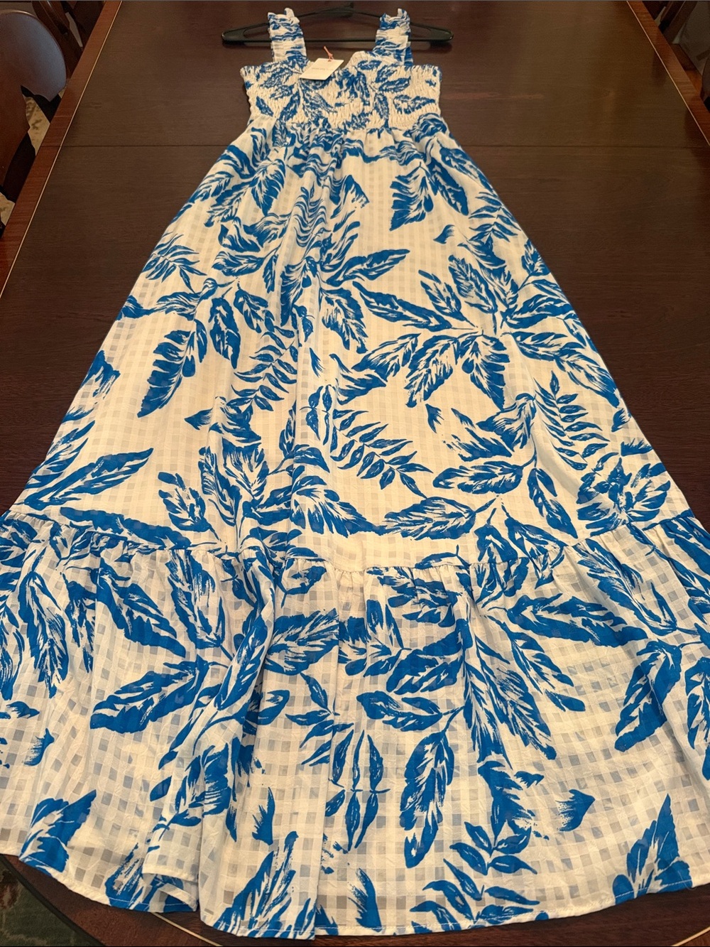 NWT Skies Are Blue White and Blue Floral Maxi Clancy Dress